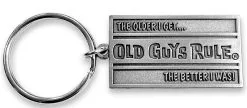 Old Guys Rule Brand Logo Keyring - Silver