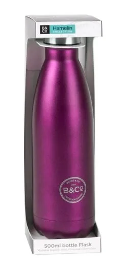 B&CO Hamelin 500ml Berry Metallic Bottle Flask