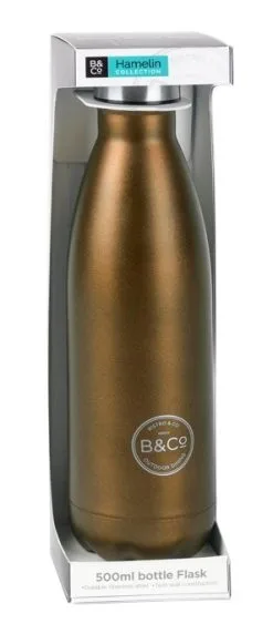 B&CO Hamelin 500ml Metallic Gold Bottle Flask