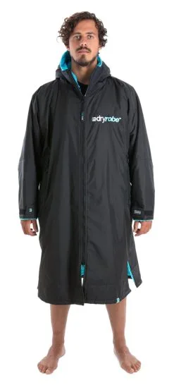 Dryrobe Advance Long Sleeve Changing Robe - Black/Blue - Medium - Black/Blue