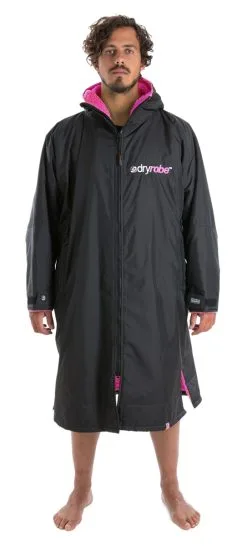 Dryrobe Advance Long Sleeve Changing Robe - Black/Pink - Large - Black/Pink
