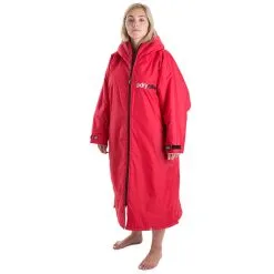 Dryrobe Advance Long Sleeve Changing Robe - Red/Grey - Large - Red/Grey