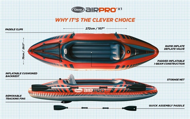 CleverSpa Airpro 1 Person Inflatable Kayak 3 CleverSpa Airpro 1 Person Inflatable Kayak - Image 3