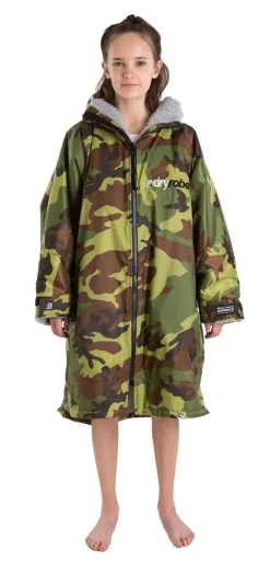 Dryrobe Advance Kids Long Sleeve Changing Robe - Camo/Grey - Age 10-13