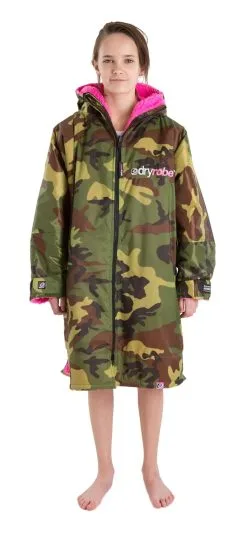 Dryrobe Advance Kids Long Sleeve Changing Robe - Camo/Pink - Age 10-13