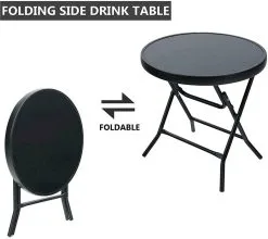 Redwood Leisure Round Folding Side Drinks Table - Each -Cheap Awning Store 35026 2