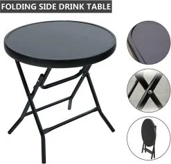 Redwood Leisure Round Folding Side Drinks Table - Each -Cheap Awning Store 35026 3